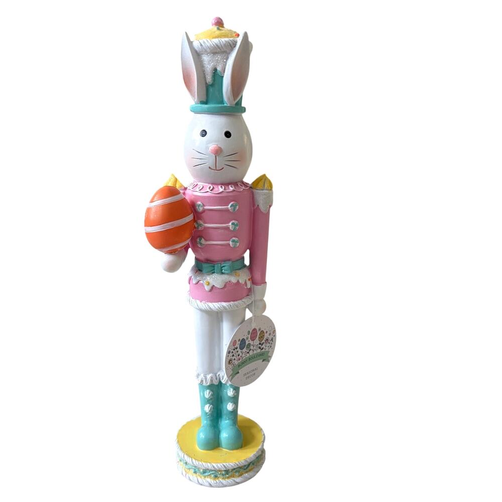 Bunny Boulevard Easter Bunny Soldier With Egg Figurine 14in Pastel Resin NEW